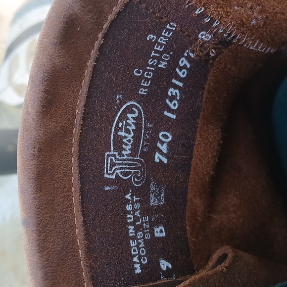 Justin Boots Men's Brown Leather Conductor Boots Sz 9M. MADE IN USA - Picture 8 of 10